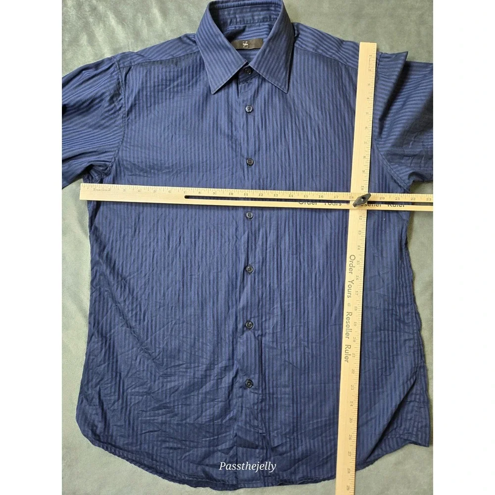 Z Zegna Dress Shirt Mens Large 41 16‎ Button Stripe Long Sleeve Vertical Italy